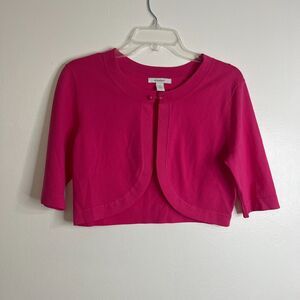 Dressbarn Cropped Cardigan Pink 3/4 Sleeves Casual Y2K Women's Career Sz 12